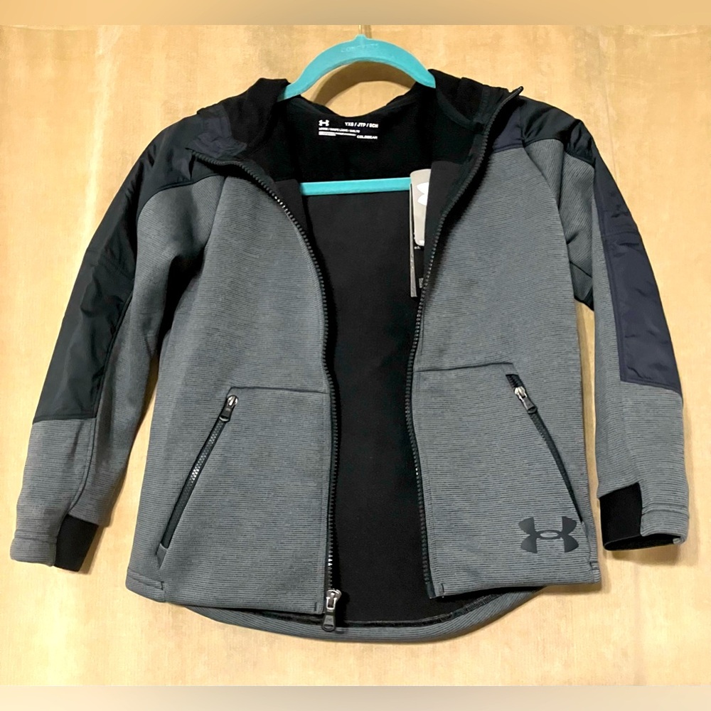 Youth Black and Grey Under Armour Zip up Sweater